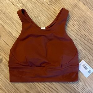 NWT Lululemon Wunder Train Long Line Bra Size 4 in mulled wine color